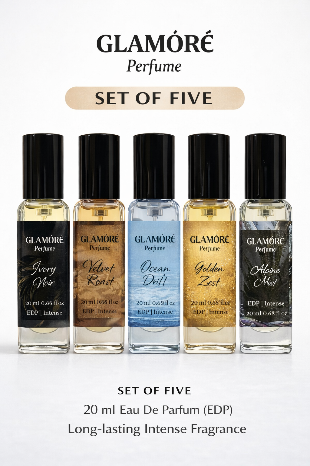 GLAMÓRÈ Top-Class Luxury Perfume Collection – Set of 5 Premium Long-Lasting Fragrances