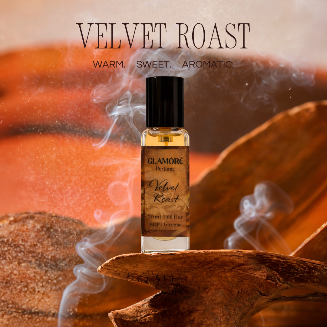 GLAMORÉ Velvet Roast Perfume – Warm Coffee Vanilla Fragrance | Long Lasting EDP Intense | Pocket Size 20ml